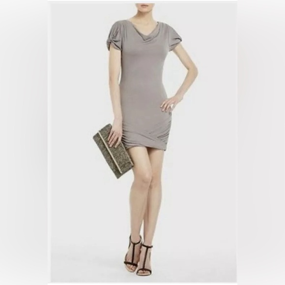 BCBGMAX AZRIA FLAVIA COWL TAUPE DRESS XS - Picture 3 of 6